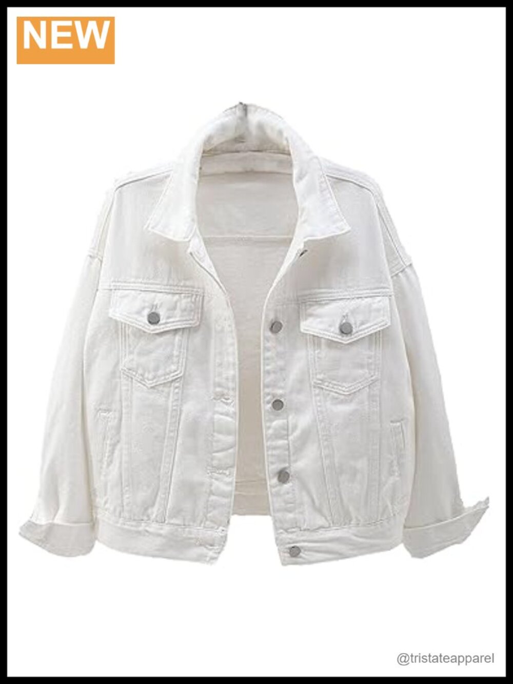 Aviator Denim Button Jacket Loose Fit Pockets Long Sleeve